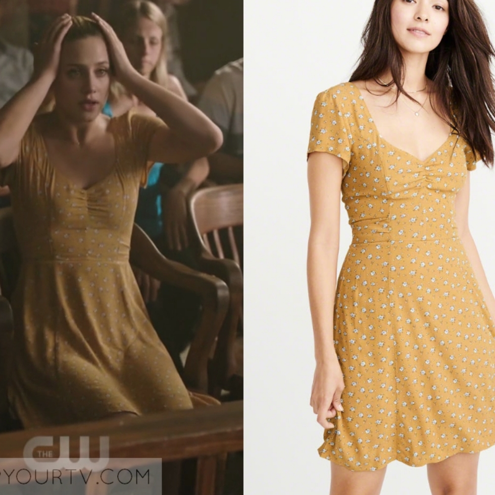 EUC Abercrombie & Fitch Yellow Floral Mini Dress Size Small Tall